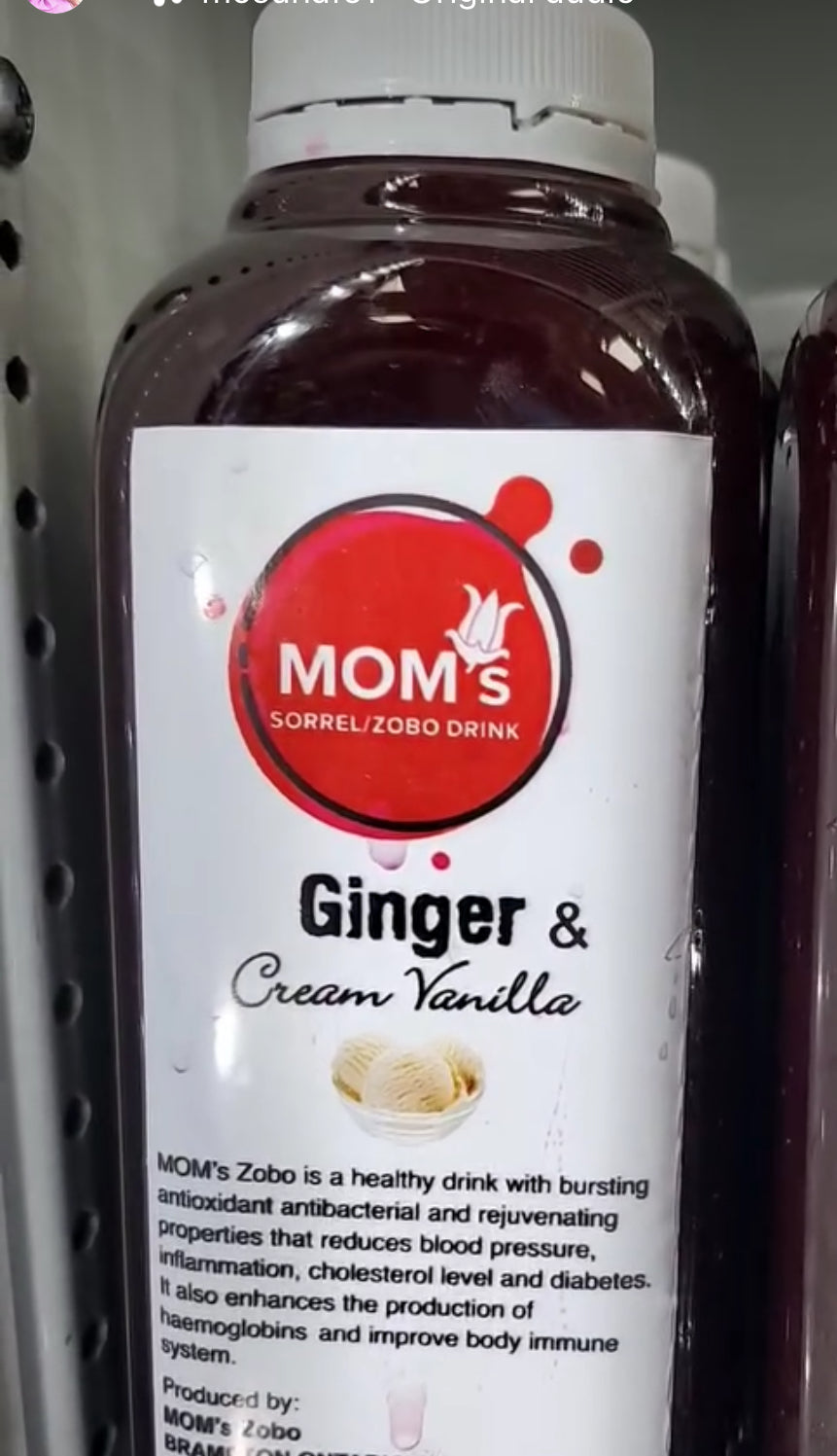 Ginger and Cream Vanilla Sorrel Drink (Hibiscus Drink, Zobo), Mom’s Zobo Brampton