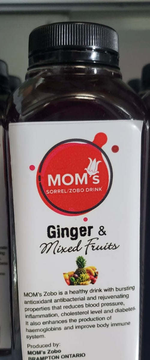 Ginger and Mixed Fruits flavour, Sorrel Drink (Hibiscus Drink, Zobo), Mom’s Zobo Brampton